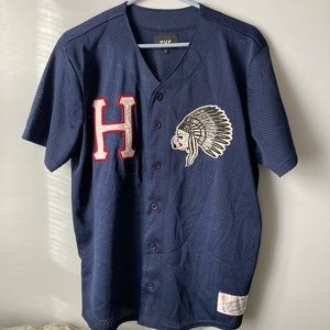 Huf Worldwide Baseball Jersey Indian Chief Smoking Streetwear Skateboard